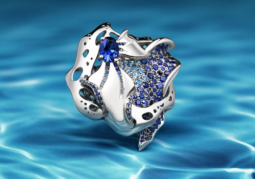 London Design Winner - Huirong Xiao - Foam Fin Fantasy Sapphire Ring