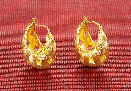 London Design Awards - Manhattan Brushed Openwork Woven Gold-Plated Earrings